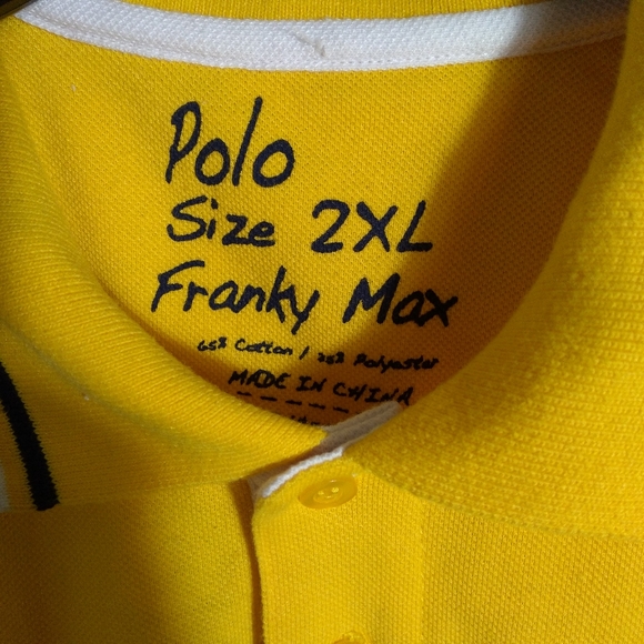 Franky Max Mens Yellow & Blue Short Sleeve Polo Shirt-Size 2XL - Picture 4 of 4